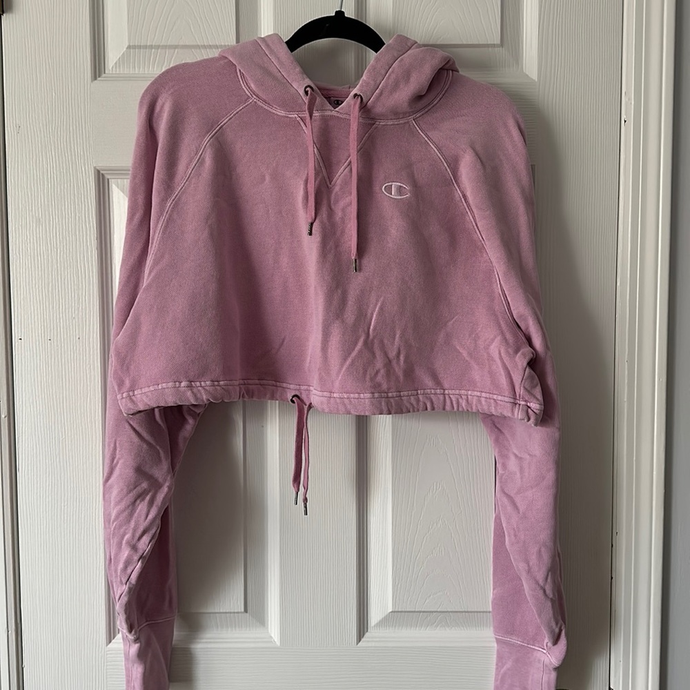 Cropped pink Champion Hoodie